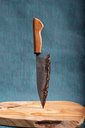 80CrV2 Black Cumai with a teak handle and buffalo horn