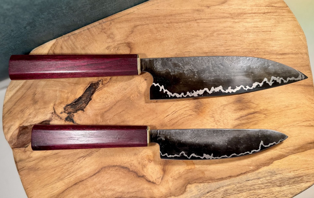 GoMai Lightning Pattern Knives – Chef & Petty Knife Set