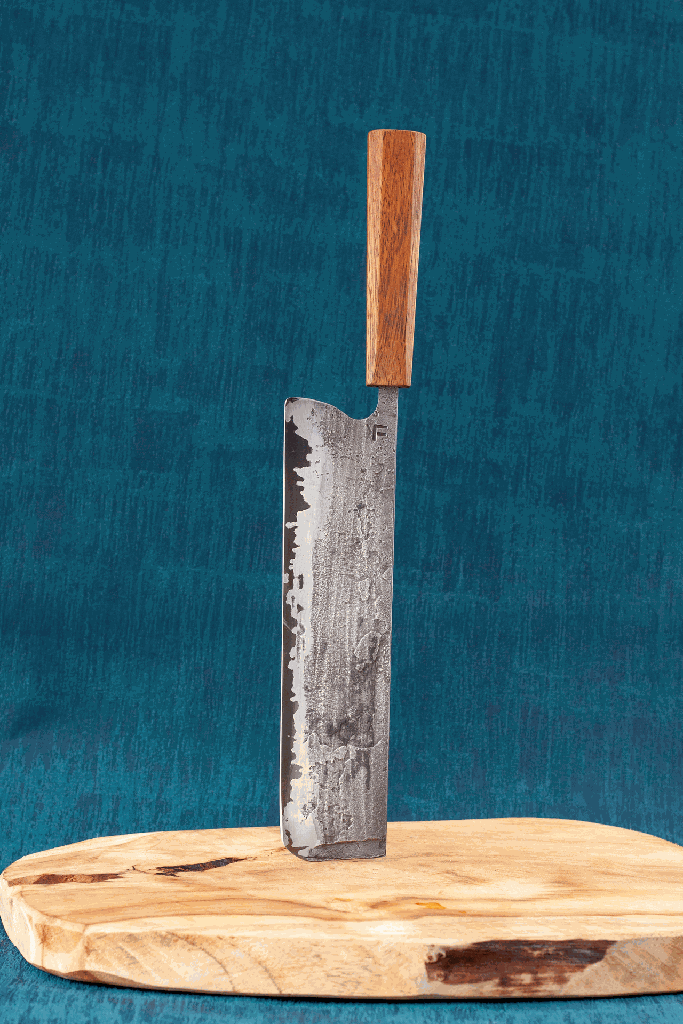 Nakiri with 80CrV2 Core and 15n20 Cladding – Monowood Teak Handle