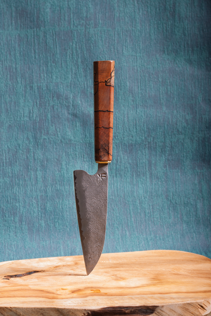 #1 of 2; 80Crv2 and 15n20 cladding with a Spalted birch handle