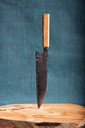 80CrV2 core with damast cladding and olive wood handle