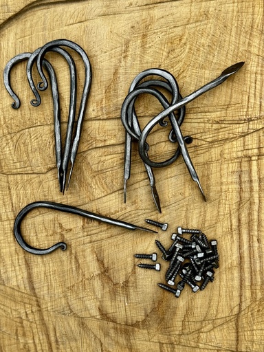Hand forged J-hook with forged bolt