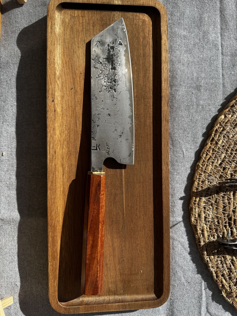 80CrV2 core and 15n20 Cladding Chef’s Knife with a Pao Rosa Handle