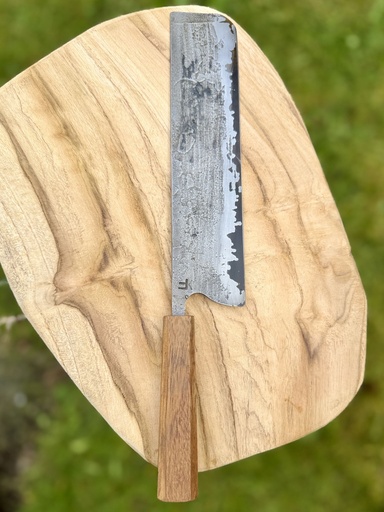 Nakiri with 80CrV2 Core and 15n20 Cladding – Monowood Teak Handle